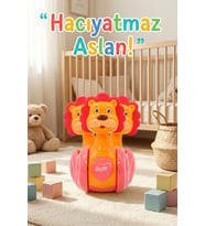 Sevimli Aslan Hacıyatmaz Oyuncak Sarı - Sesli ve Çıngıraklı Sallanan Bebek Denge Oyuncağı