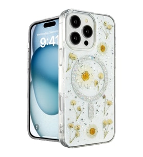 Apple İphone 16 Pro Max Kılıf Daisy Simli Magsafe Kapak - Gümüş