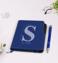 BK Gift Kişiye Özel İsimli Lacivert Termo Deri Defter Kalem Seti-34