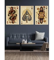 İskambil Kağıtları Kanvas Tablo Seti 3 Adet x 40x55cm (Karışık)