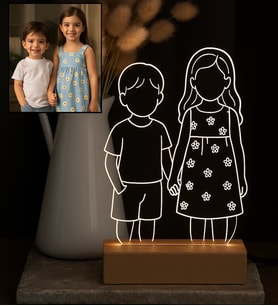 BK Gift Kişiye Özel Line Art Tasarımlı Çocuk Dekoratif Led Lamba, Gece Lambası, Sevgiliye Hediye, Işıklı Pleksi Biblo, Arkadaşa Hediye