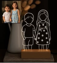 BK Gift Kişiye Özel Line Art Tasarımlı Çocuk Dekoratif Led Lamba, Gece Lambası, Sevgiliye Hediye, Işıklı Pleksi Biblo, Arkadaşa Hediye