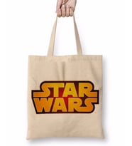 Star Wars Logo Beyaz Zemin Bez Çanta Uzun Saplı