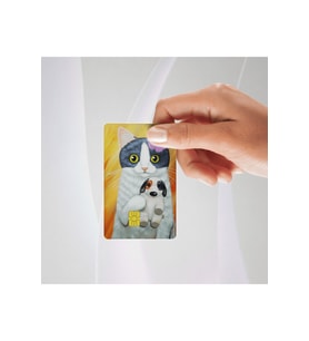 Gri Beyaz Sevimli Kedi Kredi/banka Kartı Kaplama Sticker tekli