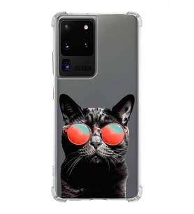 PrintiFy Samsung Galaxy S20 Ultra Uyumlu Kedi 3 Baskılı Şeffaf Köşe Korumalı Antişok Kılıf
