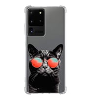 PrintiFy Samsung Galaxy S20 Ultra Uyumlu Kedi 3 Baskılı Şeffaf Köşe Korumalı Antişok Kılıf