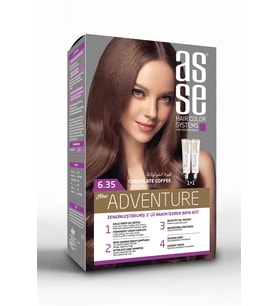 Asse Adventure Set Saç Boyası, Kalıcı ve Canlı Renkler 1+1 Kullanım Seti No6.35 Çikolata Kahve