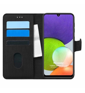 Microsonic Samsung Galaxy A22 4G Kılıf Fabric Book Wallet Siyah