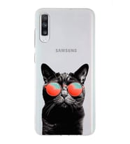 PrintiFy Samsung Galaxy A70 ile Uyumlu 1mm Slim Fit Kedi 3 050d Baskılı Şeffaf  Kılıf