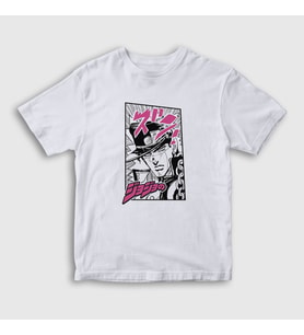 Presmono Unisex Çocuk Beyaz Jotaro Kujo Anime Jojo T-Shirt 321869tt