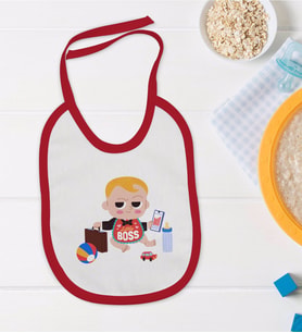 BK Kids Little Boss Tasarımlı Kırmızı Bebek Mama Önlüğü-1