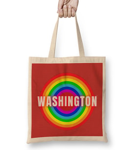 Washington Vintage Retro Rainbow Style Bez Çanta Uzun Saplı