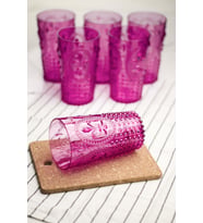 Akrilik Pembe 6'Lı Uzun Bardak & Su Meşrubat Bardağı 750 Ml ( Büyük Boy & Cam Değildir )