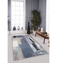 Gri Kaymaz Taban Makinede Yıkanabilir Salon Modern Halı MX06 - 100 x 160 cm