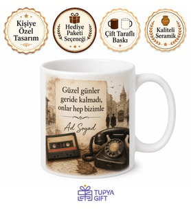 Eski Günler Temalı Baskılı Kupa Bardak Nostalji Hediye Porselen Mug