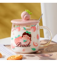 Livava Sevimli Kız Cam Kupa, Pembe, 9x8,5