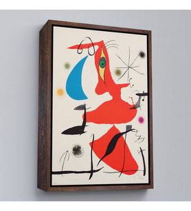 Çerçeveli Joan Miro - Sürreal Soyut Tablo (Kahverengi)