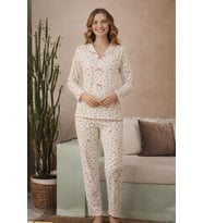 Kadın 15999 Kaşkorse Uzun Kol % 100 Pamuk Pijama Takımı
