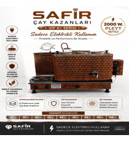SAFİR 3 GÖZLÜ BAKIR ÇAY KAZANI SADECE ELEKTRİKLİ BAKIR ÇAY SEMAVERİ PLEYTLİ YILDIZ MODEL BAKIR ÇAY OCAĞI KAZANI VİP+