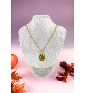 Gold Renkli Kuş Motifli Zirkon Taşlı Çelik Kolye (Altın)