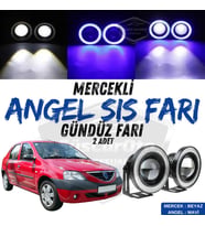 Dacia Logan Uyumlu Üniversal Mercekli Angel Sis Farı Metal 76 mm Mavi Halkalı Gündüz Farı 2 Adet