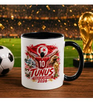BK Gift Tunus Taraftar Temalı 2026 Dünya Kupası Tasarımlı Siyah Kupa Bardak
