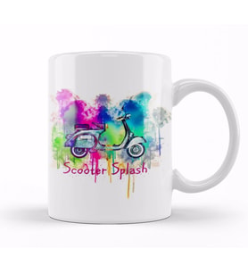 Vespa Scooter Splash Kupa Bardak Porselen
