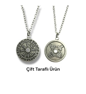 Çift Taraflı Viking Sembolü Unisex Kolye – 60 cm Zincirli, Güç ve Koruma Temalı Tasarım (Gümüş)