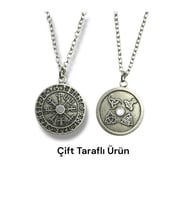 Çift Taraflı Viking Sembolü Unisex Kolye – 60 cm Zincirli, Güç ve Koruma Temalı Tasarım (Gümüş)