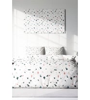 Çift Kişilik ( Lastikli Çarşaflı ) %100 Pamuk Saten Nevresim Takımı Terrazzo