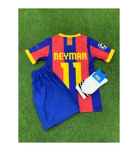 Neymar JR 2011 Barcelona Retro 4 lü set çocuk forması (Bordo)