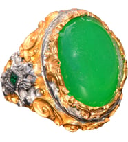 Gerçek Doğal Yeşil Jade Taş Yüzük, 925 Ayar Gümüş Yüzük, Erkek Yüzük
