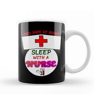 Funny Feel Safe At Night, Sleep With A Nurse RN Kupa Bardak Porselen