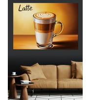 Katmanlı Latte Kahve Bardağı Dekoratif Kanvas - Mdf Ahşap Tablo