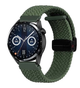 Sneezy Huawei Watch GT 3 Pro 43mm İle Uyumlu 20mm FiberLink Manyetik Tokalı Kumaş Örgü Kordon (Haki)