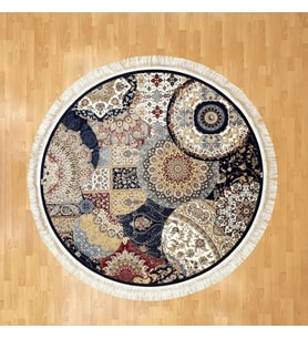 Mozaik Desenli 200 x 200 Yuvarlak İpek Halı