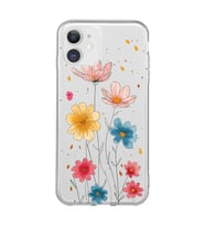 Iphone 11 Uyumlu Çiçek Tasarımlı Şeffaf Telefon Kılıfı