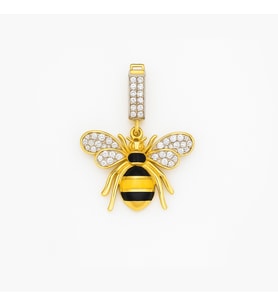 925 Ayar Gümüş Mineli Arı Charm (Gold)