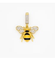 925 Ayar Gümüş Mineli Arı Charm (Gold)
