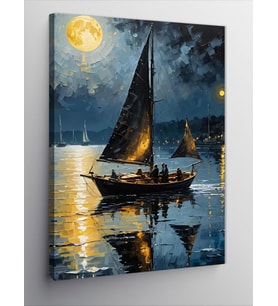 Kanvas Tablo Gece Deniz Yolculuğu