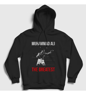 Presmono Unisex Siyah Great Boxing Boks Muhammad Muhammed Ali Kapüşonlu Sweatshirt 509191tt