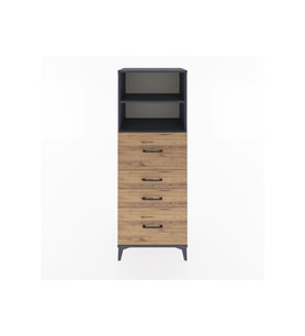 Hyperion Dolap 2 Raflı 4 Çekmeceli 60x44x163 Antrasit-Çam