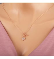 925 Ayar Gümüş Rose Sallantılı Kalp Kadın Kolye