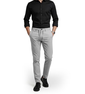 DeepSEA Erkek Gri Likralı Gofre Kumaş Beli Lastikli İpli Slim Fit Günlük Pantolon 2600650