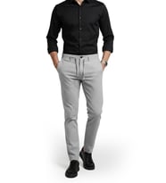 DeepSEA Erkek Gri Likralı Gofre Kumaş Beli Lastikli İpli Slim Fit Günlük Pantolon 2600650