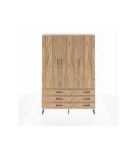 Arges Gardrop 5 Raflı 6 Çekmeceli Tek Askılı 132x30x195 Aytaşı-Çam