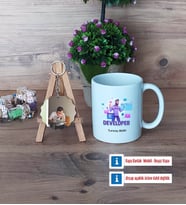 Developer Kupa Bardak Beyaz ve Fotoğraflı Ahşap Anahtarlık Hediye (Model 1)