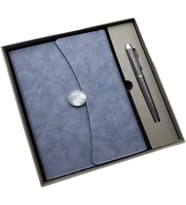 Deri Defter Kalem Set Kutulu Özel Tasarım Hediyelik Set Gri