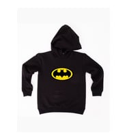 Batman Baskılı Kapüşonlu Pamuklu Kumaş Çocuk Sweatshirt (Siyah)