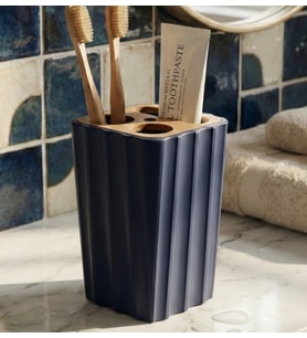 Modern Dikey Çizgili Diş Fırçalık - Antrasit Tasarım Banyo Organizeri ve Aksesuarı